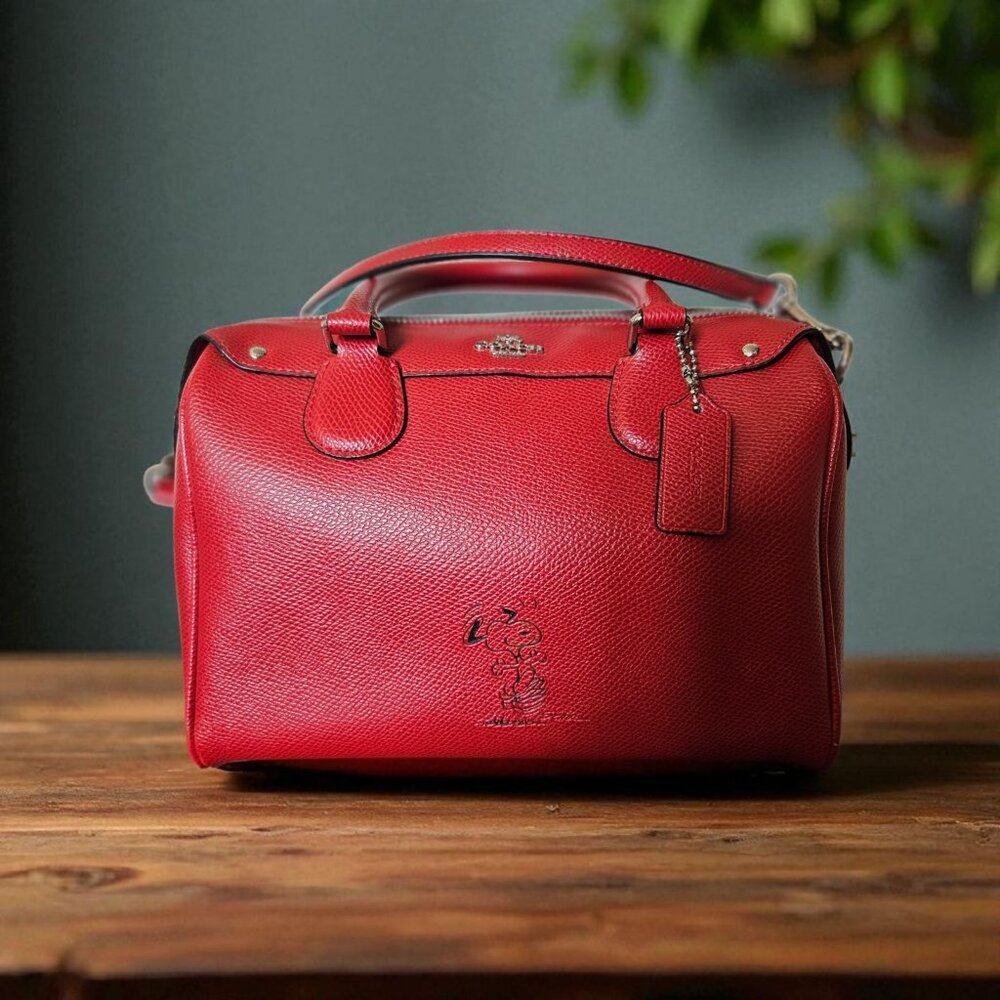 Coach x Peanuts Snoopy Mini Bennett Satchel Red F37272 NWOT Leather Bag - Picture 8 of 16
